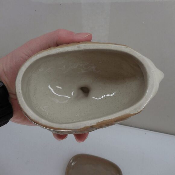 Potters Studio Butter Dish Cute Little Hedgehog With A Mushroom on Top 6"x4" - Picture 9 of 13